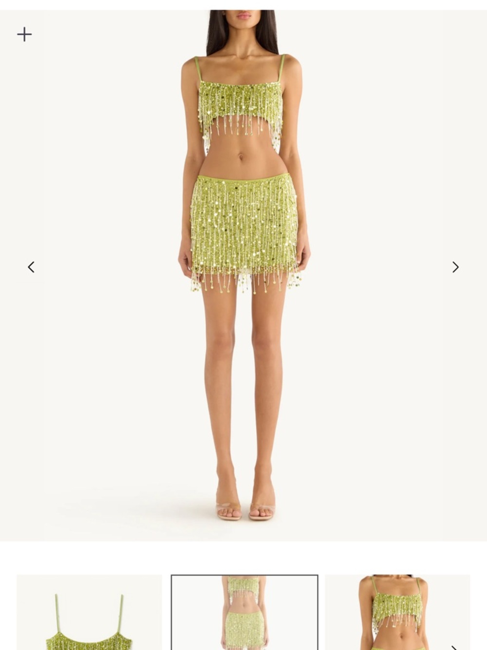 Sequin Fringe top in Lime Green